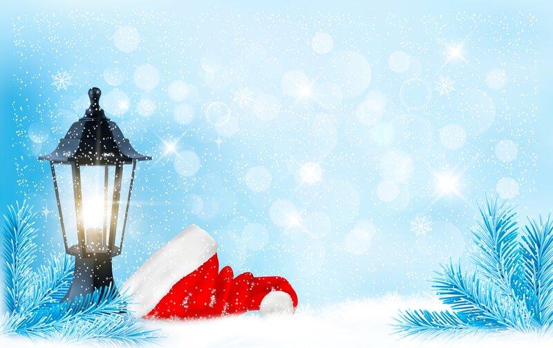 Santa Hat in Snow — Blue