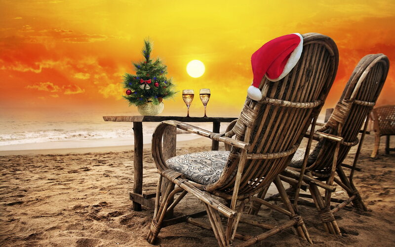 Santa Hat on Beach Chair — Orange