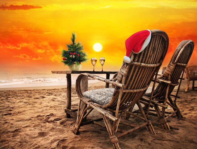 Santa Hat on Beach Chair