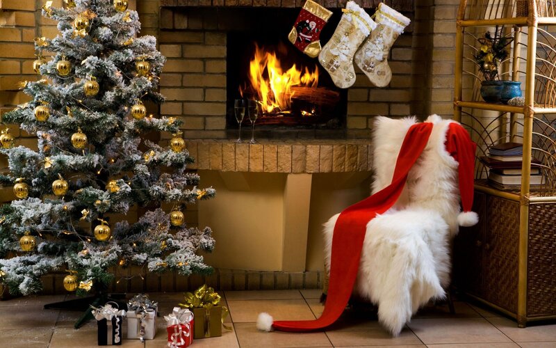 Santa Hat on Chair — White