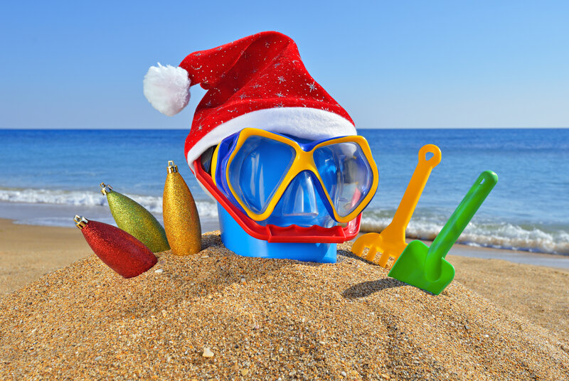Santa Hat on Diving Mask