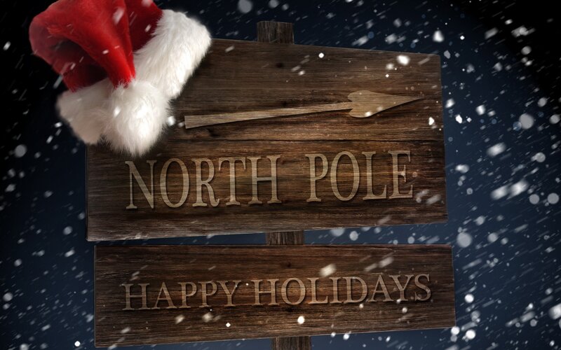 Santa Hat on Sign — Brown