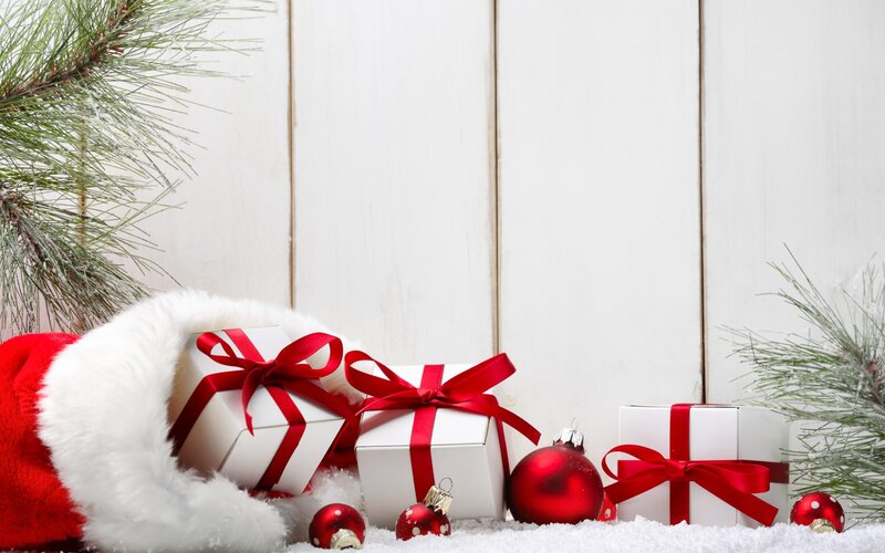 Santa Hat with Gifts — White