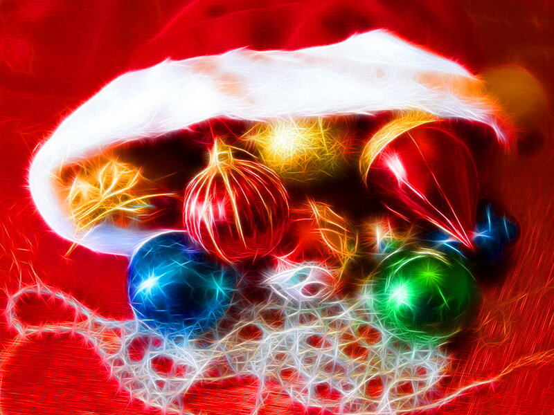 Santa Hat with Ornaments — Red