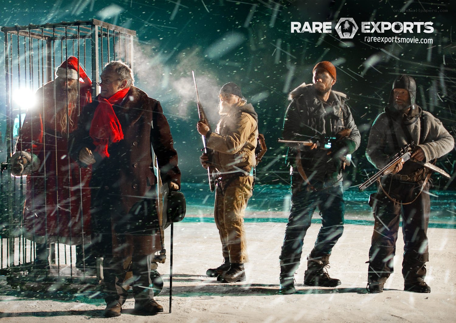 Santa in a cage with armed men