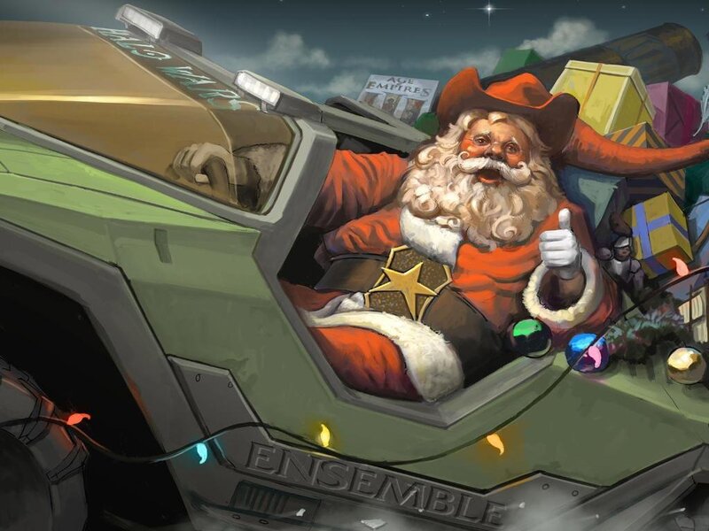 Santa in a futuristic car