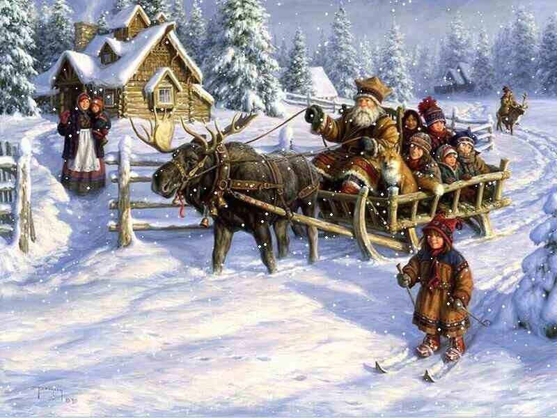Santa in a winter sleigh ride