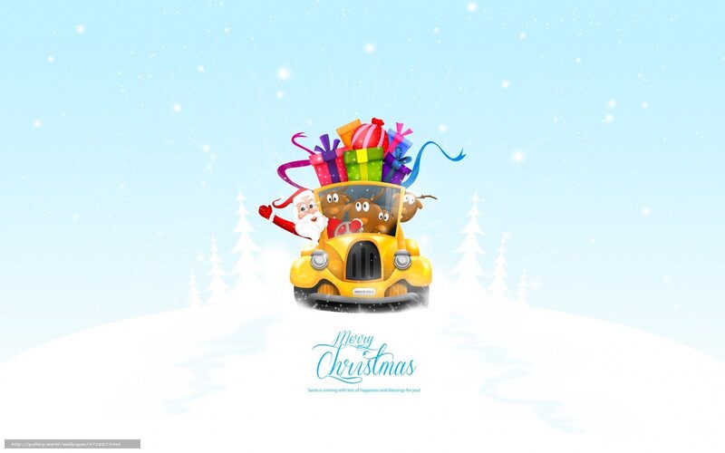Santa in a yellow car
