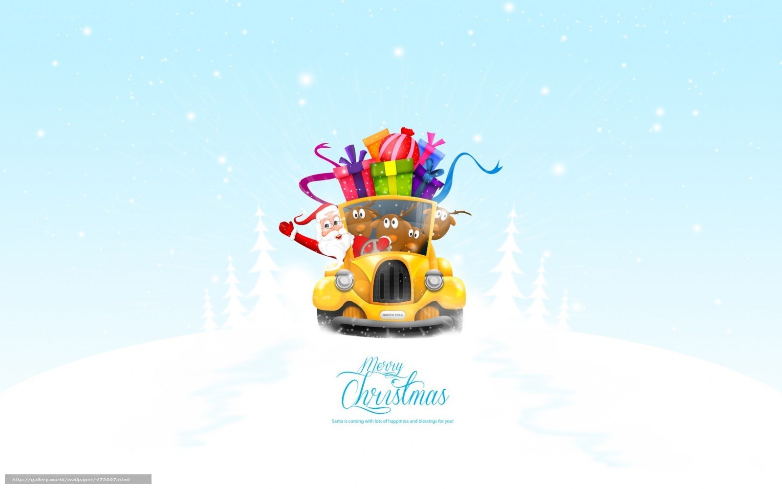 Santa in a yellow car
