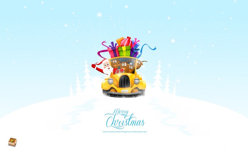 Santa in Car with Reindeer