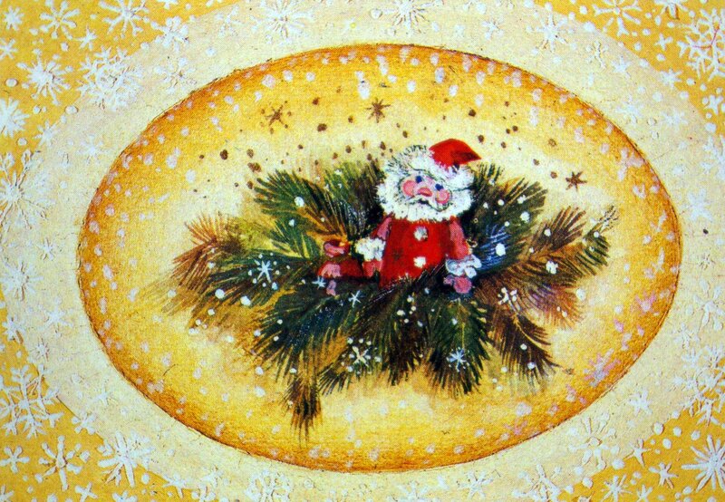 Santa in pine branches