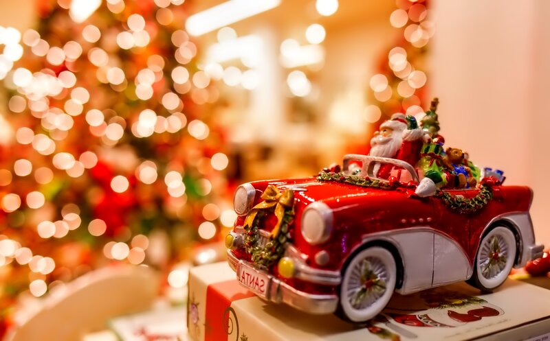 Santa in Red Car — Festive