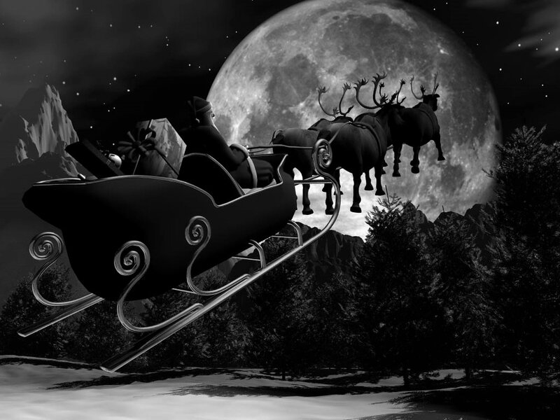 Santa in Sleigh — Black