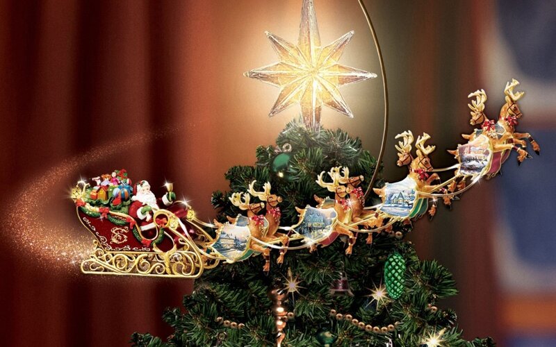 Santa in Sleigh — Green