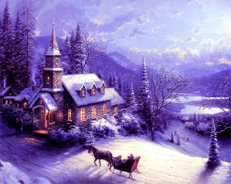 Santa in Sleigh — Purple, Serene