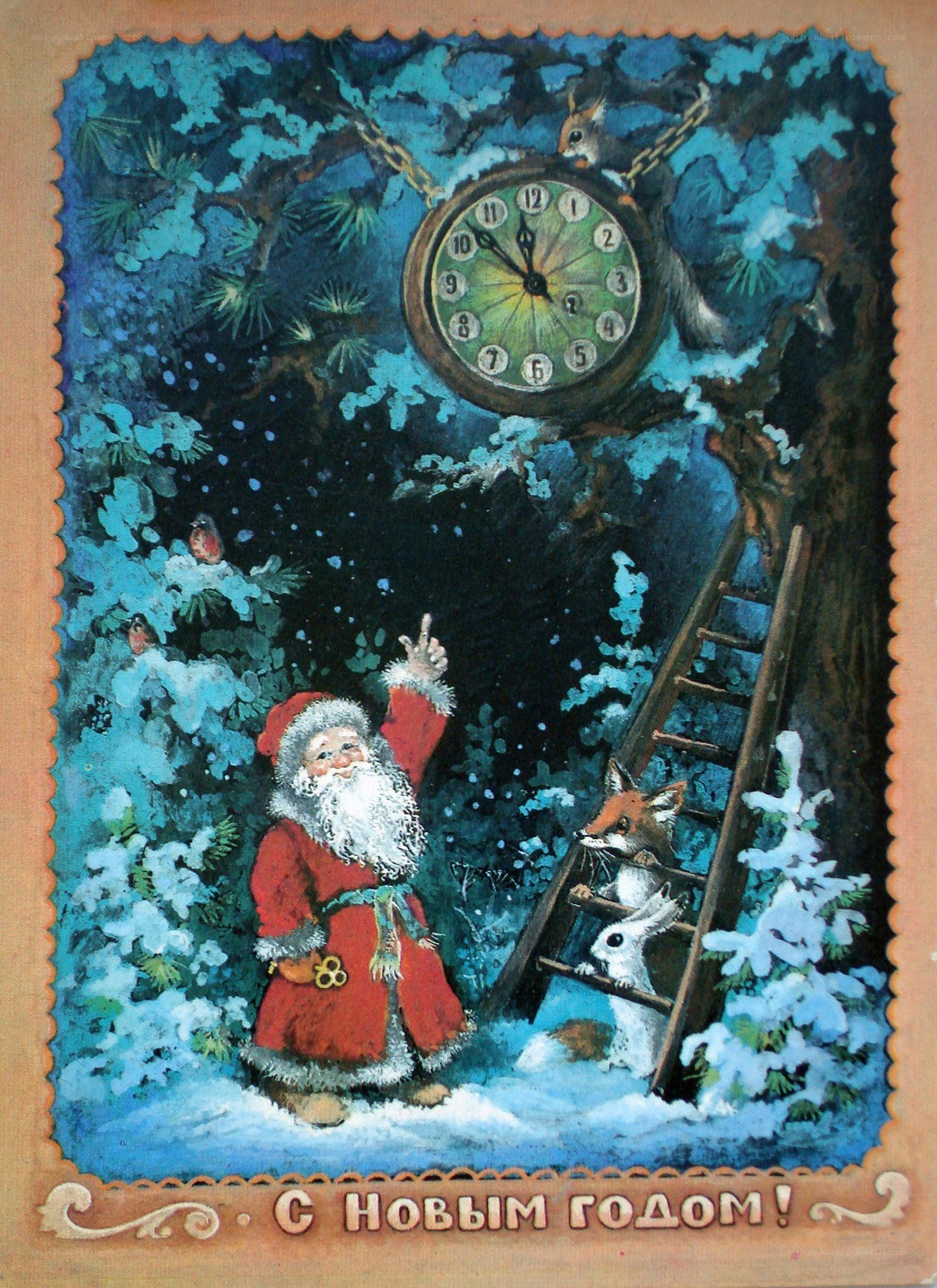 Santa in snowy forest