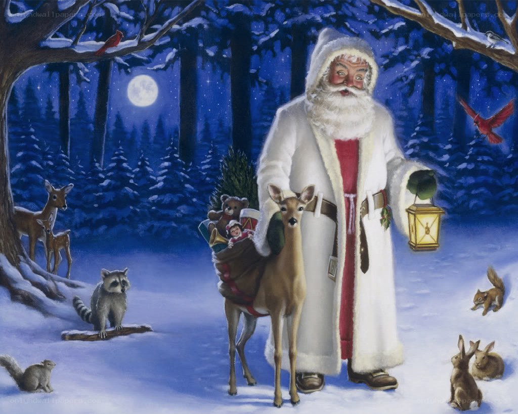 Santa in snowy forest