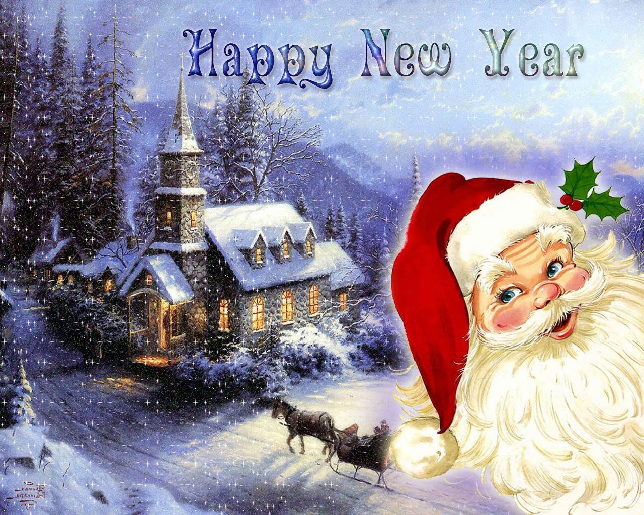 Santa in snowy village
