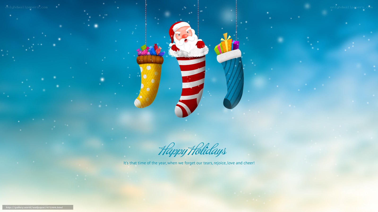 Santa in stockings wallpaper