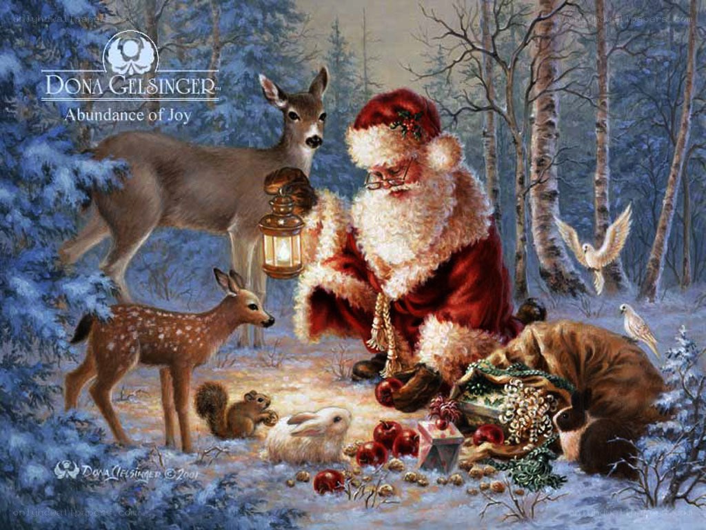Santa in the winter forest