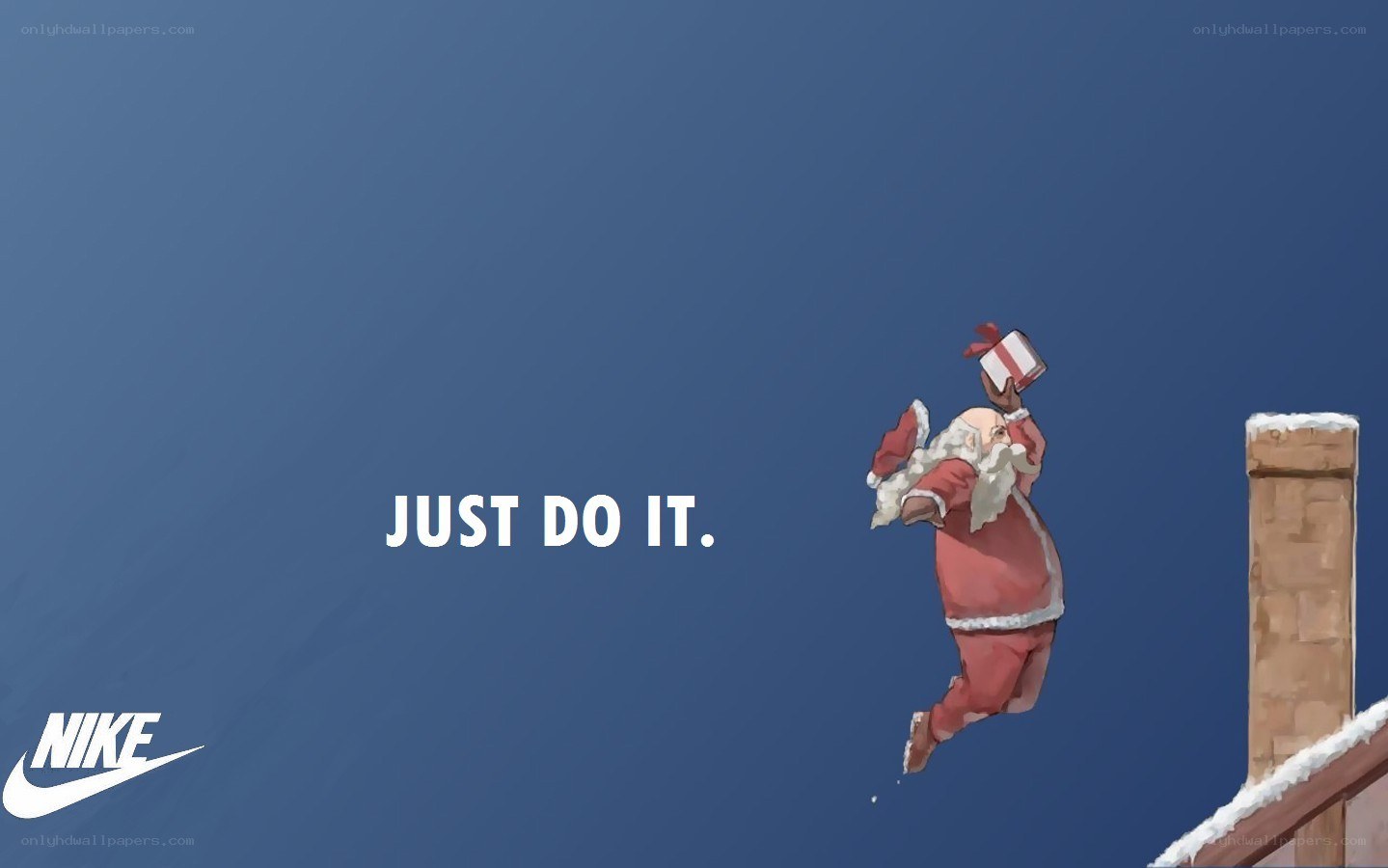 Santa jumping from roof