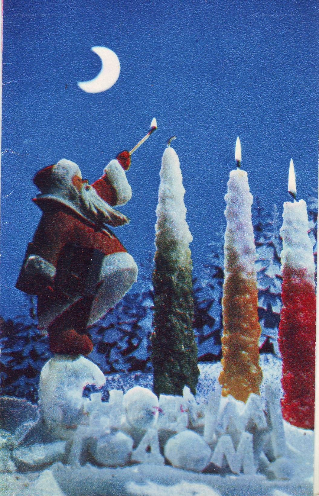 Santa lighting candles