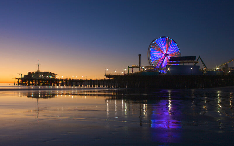 Santa Monica Pier at Dusk — Blue, Serene