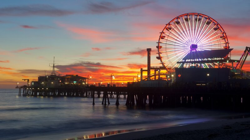 Santa Monica Pier at Dusk — Orange