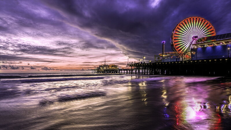 Santa Monica Pier at Dusk — Purple, Dramatic, Sunset