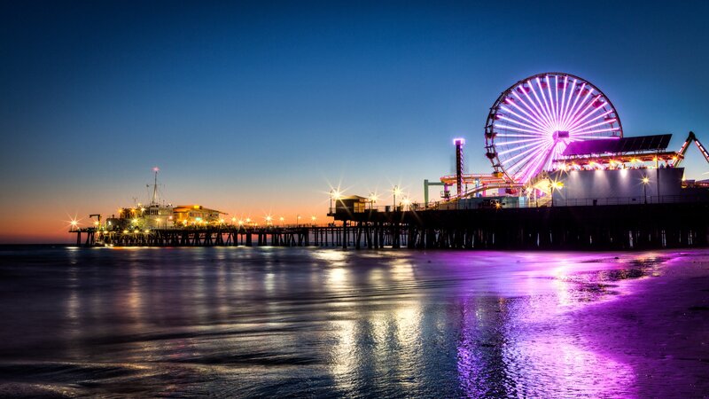 Santa Monica Pier at Dusk — Purple, Dramatic
