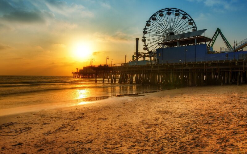 Santa Monica Pier at Sunset — Orange