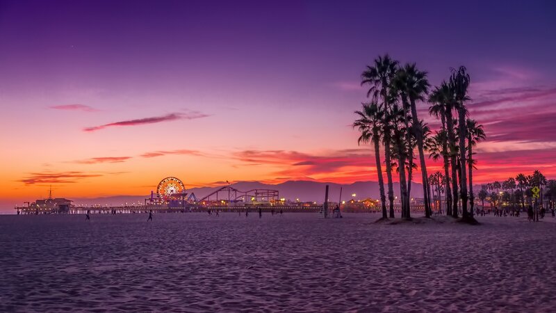 Santa Monica Pier at Sunset — Purple