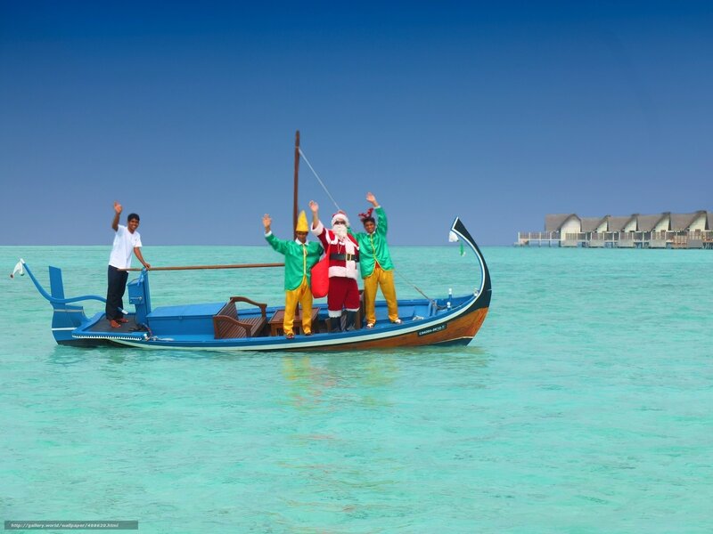 Santa on a boat in the Maldives