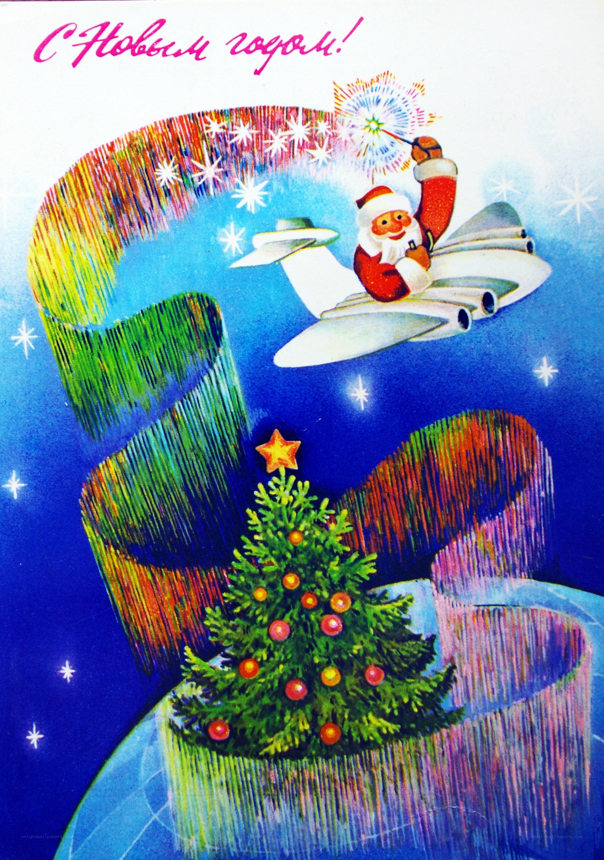 Santa on a flying saucer