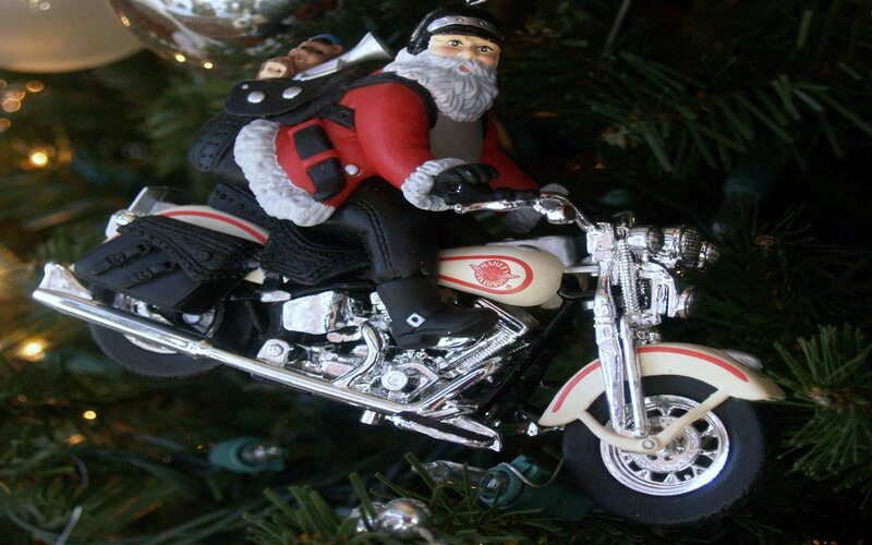 Santa on Motorcycle — Green