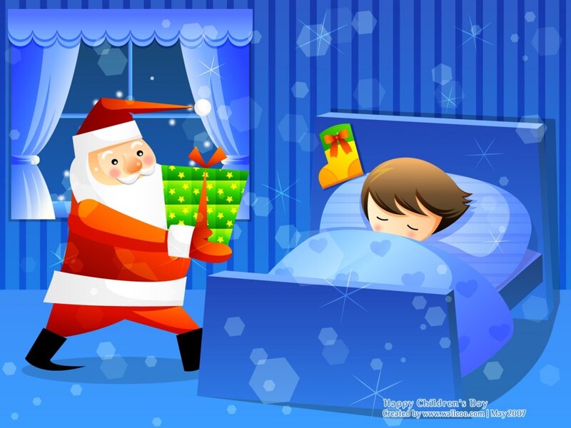 Santa Placing Gift