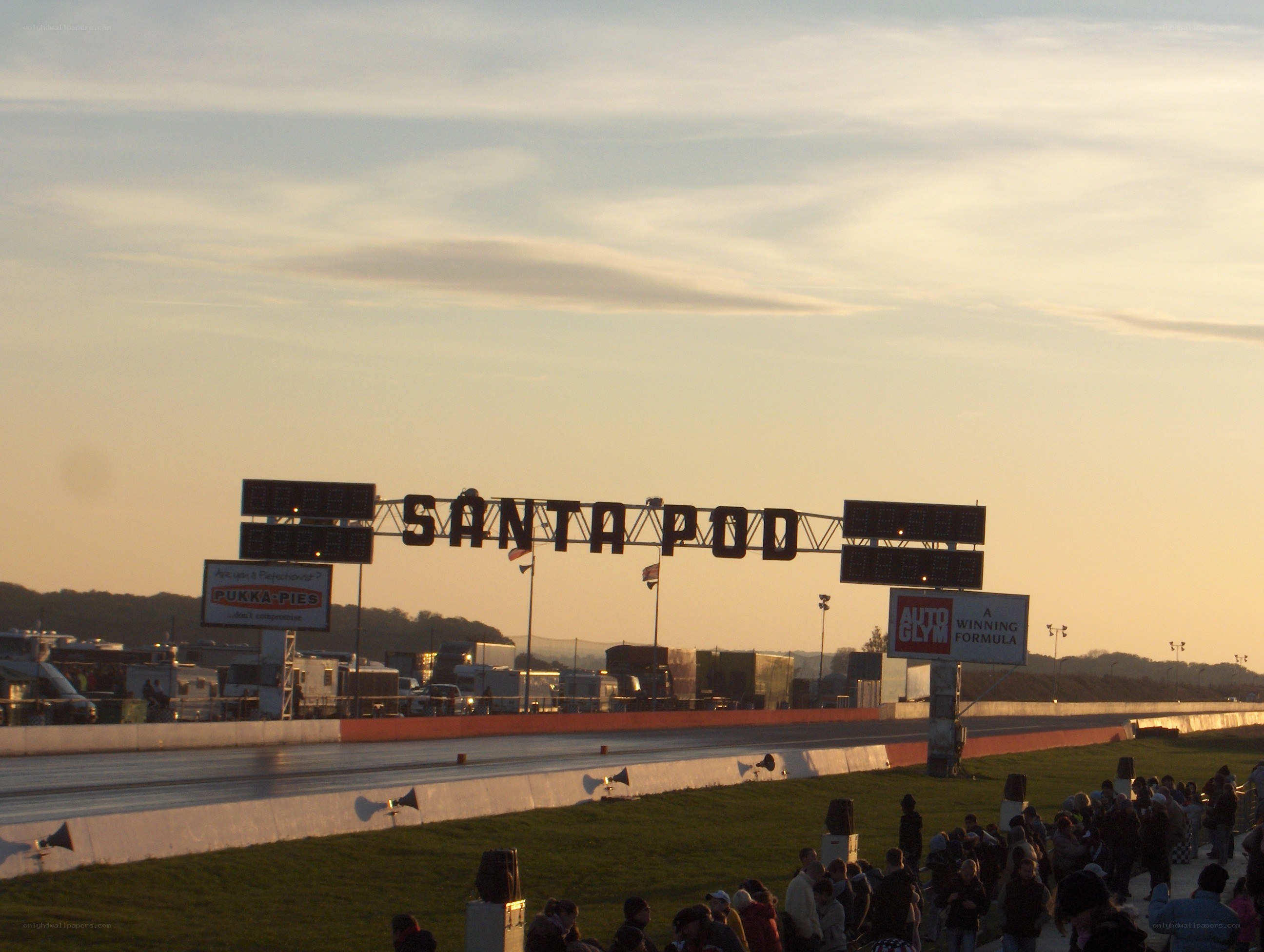 Santa Pod raceway at sunset
