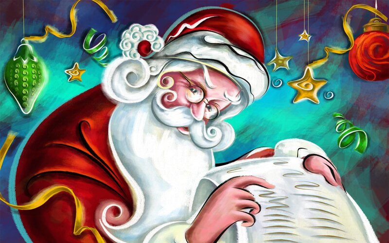 Santa reading his list