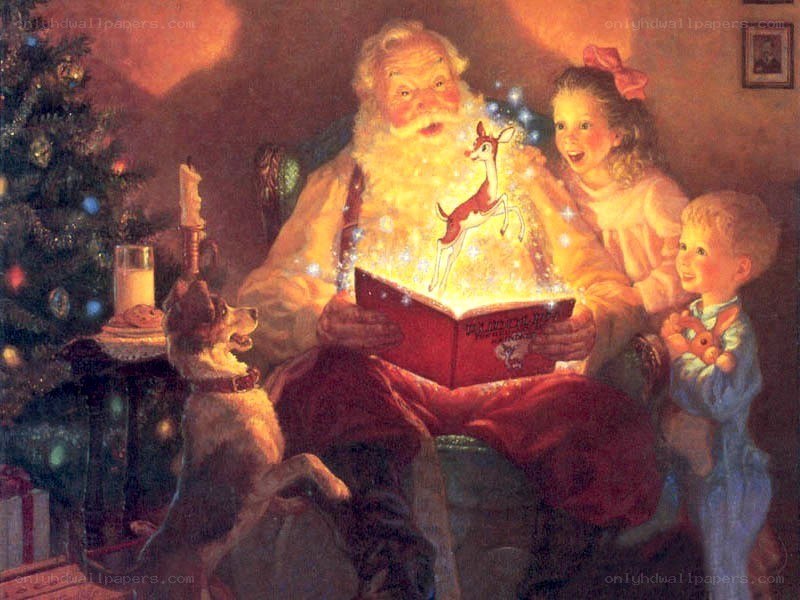 Santa reading to children