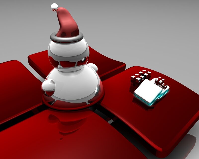 Santa robot on red platform
