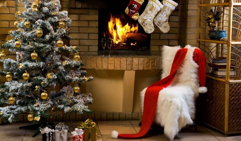 Santa's Chair by Fireplace — White
