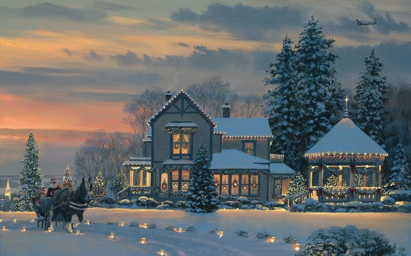 Santa's sleigh at a festive home