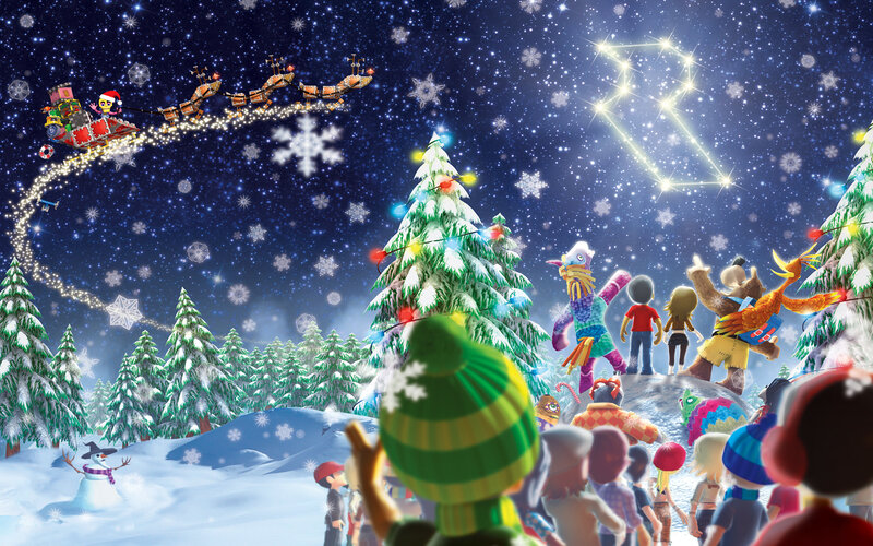 Santa's Sleigh Flying — Green