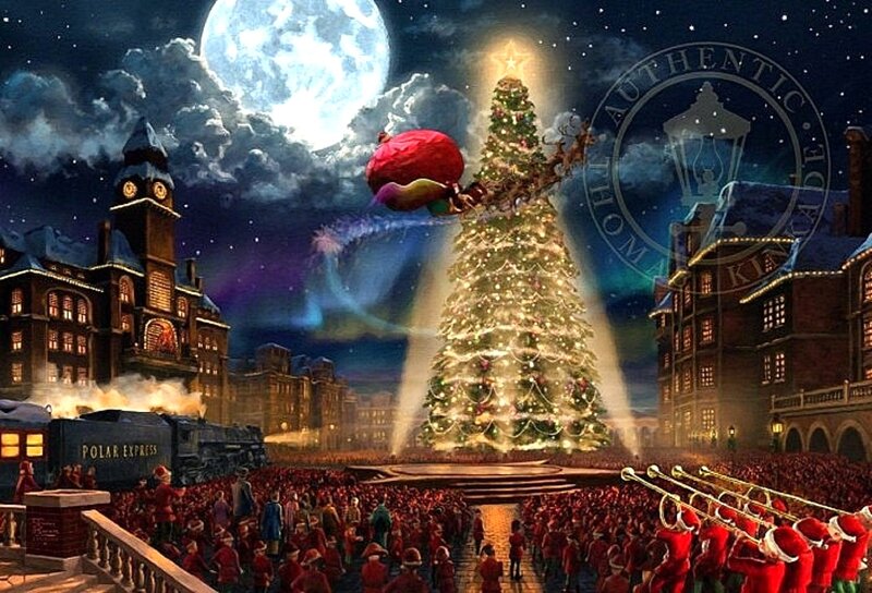 Santa's Sleigh Flying — Red