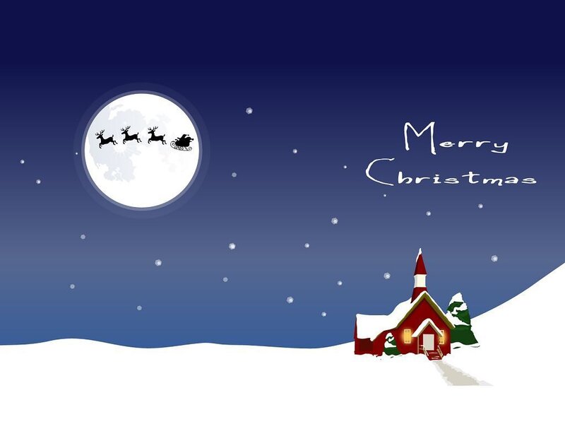 Santa's Sleigh over Church