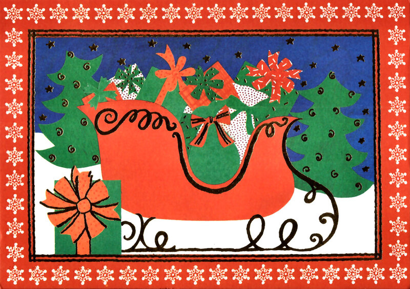 Santa's Sleigh with Gifts — Red