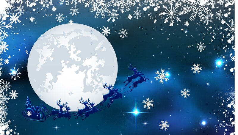 Santa's Sleigh with Reindeer — Blue