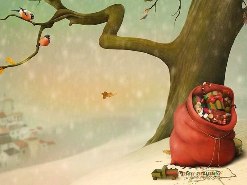 Santa Sack under Tree — Red