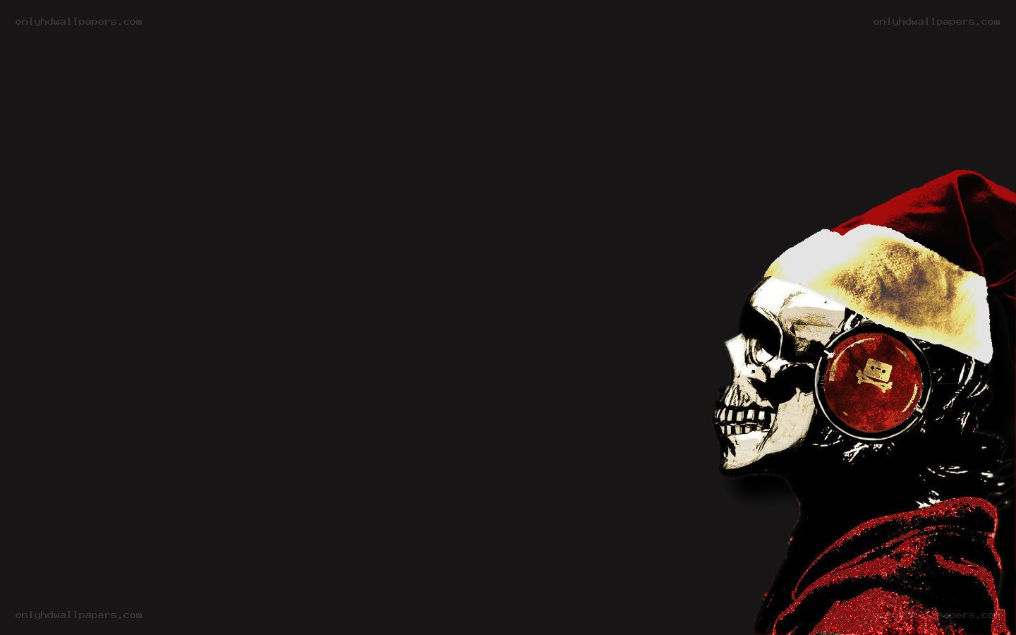 santa skull with headphones