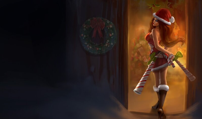 Santa-themed character with candy canes